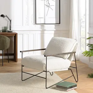 Macabane - Fauteuil tissu structure métallique gaston blanc - 71x86x83 cm T.UVendu parcdiscount