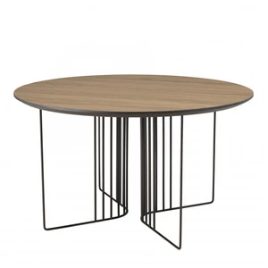 MACABANE Table basse biseautée 70cm pieds graphiques métal noir pas cher