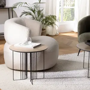 MACABANE Fleur - table d'appoint biseautée 50x50cm mocha pieds graphiques métal