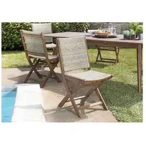MACABANE Ensemble de 2 chaises jardin en acacia et rotin synthétique pas cher