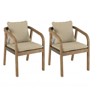 CELESTIN - Lot de 2 fauteuils acacia/cordage synth. vert sapin/coussins Macabane pas cher