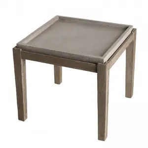 Macabane Table d'appoint carrée - Béton pieds Acacia marron - 50 x 50 cm - Gris pas cher