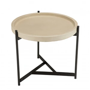 MACABANE Table d'appoint 52x50cm plateau béton beige pieds métal noir pas cher