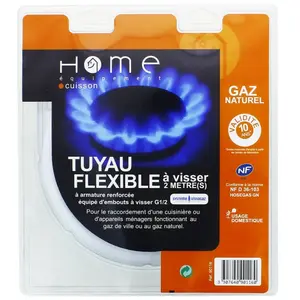 Tuyau gaz naturel 2m HOME EQUIPEMENT - 90116 - Armé blanc - Valide 10 ...Vendu paramazon