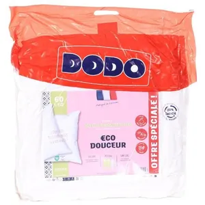 Lot de 2 oreillers confort moelleux   CO DOUCEUR blanc 60 x 60 cm