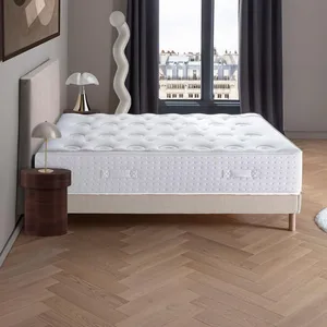 Dodo - ensemble - matelas 90x190 mi-ferme + sommier + tête de lit blan... pas cher