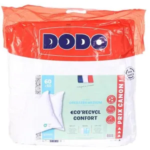 Oreiller confort médium ÉCO RECYCL blanc 60 x 60 cm