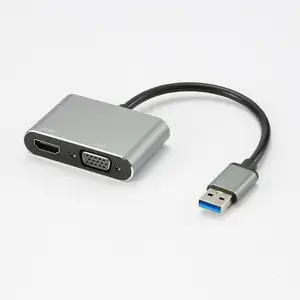 Adaptateur USB 2.0 male / HDMI F + VGA F HDMI 1920*1080P, adaptateur U... pas cher