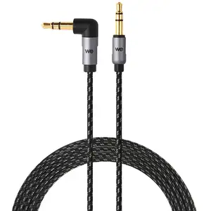 Câble Auxiliaire Audio Jack 35mm Mâle Mâle Nylon coudé 90° tressé 1m50 - WE - très résistant pas cher