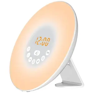 Radio Réveil Lumineux Lampe de Chevet WE - Contrôle Tactile - 6 Sons Naturels - 7 Couleurs pas cher