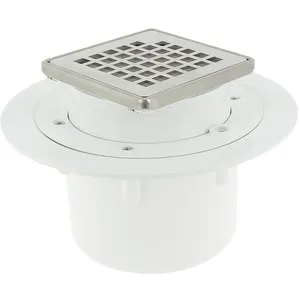 Siphon sortie horizontale Ø50 grille 15x15 inox - Nicoll