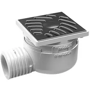 NICOLL Siphonnette de sol PVC 100x100 - Siphonnette avec grille inox et adaptateur sortie horizontaleVendu paramazon