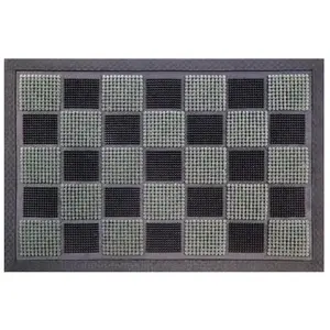 Id Mat - Tapis grattoir picots floqués noir-gris 40x60cm