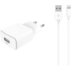 Chargeur secteur ESSENTIELB USB 2.4A + Cable lightning blanc pas cher