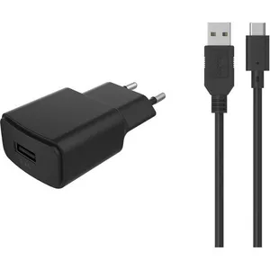 Chargeur secteur ESSENTIELB USB 2.4A + Cable USB C noir pas cher