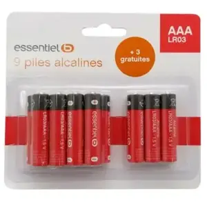 Pile ESSENTIELB LR03 AAA Lot 12 piles pas cher