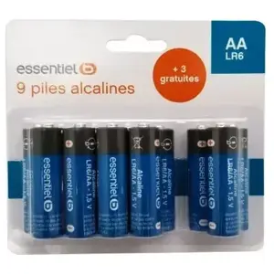 Pile ESSENTIELB LR06 AA Lot 12 piles pas cher