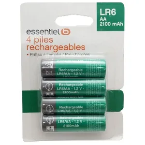 Pile rechargeable ESSENTIELB LR06 AA Lot 4 piles 2100mAh pas cher