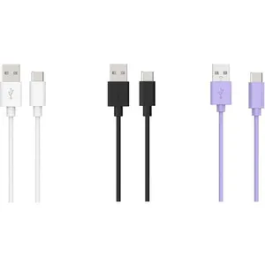 Câble USB C ESSENTIELB pack de 3 cables 1M blanc/noir/mauve pas cher