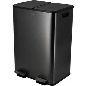 Poubelle tri sélectif MIOGO 60L inox noir pas cher