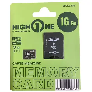 Carte Memoire Micro Sd 16 Go High One + Adaptateur Stockage Fiable E... pas cher