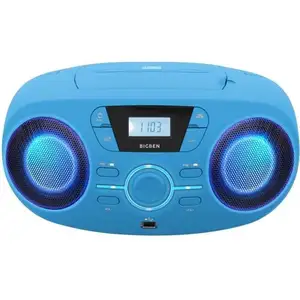 Comparateur de prix : Bigben Lecteur Radio Cd Portable Usb Bleu + Speakers Lumineux - CD61BLUSB