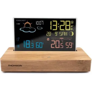 Comparateur de prix : Thomson Réveil station météo noir socle en bois