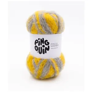 Pelote de Laine et Alpaga PINGO MAMBO - 100GR - Pingouin Gris/Limonade...