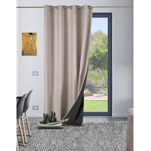 Home Style France Rideau thermique aspect velours "Galena" - 140x260cm - Naturel pas cher
