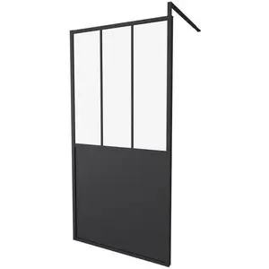 Gelco Paroi Fixe 100x200 Style Industriel Noir - Verre Transparent - Avec Cadre - Réversible - Réglable pas cher