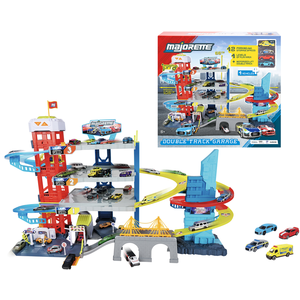Garage jouet Majorette Double Track + 4 véhicules pas cher