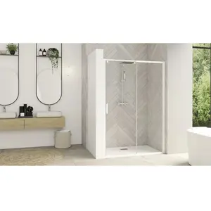 KINEDO Parois de douche SMART DESIGN coulissant 167-180cm profilé blanc avec ... pas cher
