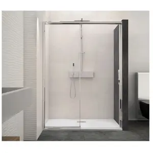 KINEDO Paroi de douche MACAO sans seuil 142-155cm blanc transparent avec partie fixe droite - - PA649BTNEDVendu parsobrico