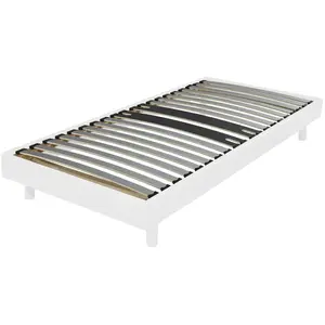 Comparateur de prix : EBAC literie Sommier + jeu de pieds 90x190 Decokit 18 lattes Blanc