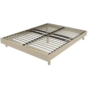 Comparateur de prix : EBAC literie Sommier + jeu de pieds 140x190 Decokit 2x18 lattes Chêne Clair