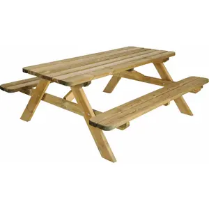 JARDIPOLYS Table de jardin ROBUSTE en bois coloris Pin L.180 x l.160 x H.72,5 cm