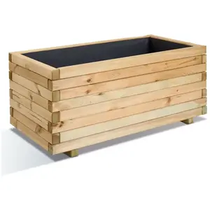 Comparateur de prix : Jardipolys Bac à fleurs rectangle en bois de pin L100cm