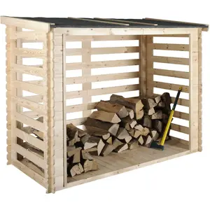 JARDIPOLYS Abri bûches en bois avec plancher 3.5 stères Côme pas cher