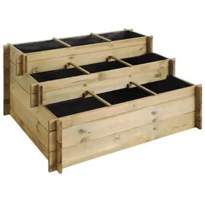 Comparateur de prix : JARDIPOLYS Carré potager 3 étages 9 compartiments en pin autoclavé