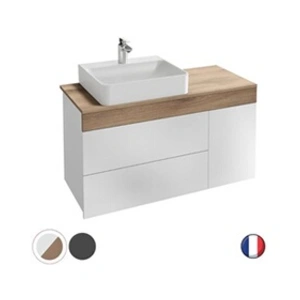 Comparateur de prix : JACOB DELAFON Meuble vasque à poser à gauche 83 cm Sully blanc et chêne