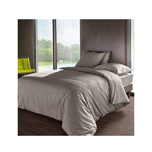 Housse De Couette Cendre En Percale De Coton 80 Fils 240x220 Cm