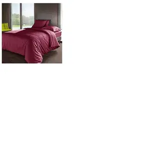 VENT DU SUD Housse de couette percale Méline 2 LABELISSIM - Aubergine - 200 x 200 cm pas cher