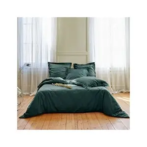 Drap satin Domitille-240 x 300 cm-Vert Cèdre pas cher
