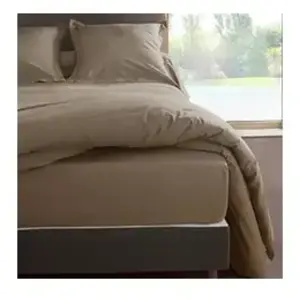 Drap housse percale Méline 2 LABELISSIM - Loutre - 180 x 200 cm