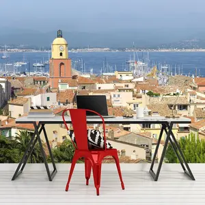 PLAGE Papier peint intissé 270x250cm, Photo Trompe l'oeil Port de Sain...