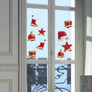 PLAGE Sticker Autocollant Bonnet Père Noël pour Vitre Noël, 23x67cm - Décor Fenêtre Electrostatique Festif pas cher
