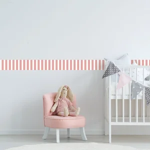 PLAGE Frise décorative adhésive, rose pâle apaisant, dans la tendance rayure, 10 cm x 300 cm