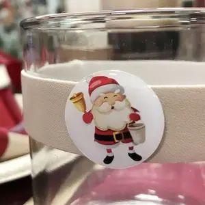 PLAGE Autocollants Adhésifs 3D Père Noël Drôles X10, Déco Fête Noël, 2,5cm x 2,5cm, Ressort du Mur, Pastilles, Décoration Noël, Autocollants Adhésifs X10 pas cher