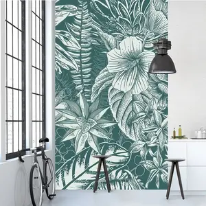 PLAGE Papier peint intissé Jungle Tropicale, motif floral vert foncé, Fleurs et Feuillages, 250 cm X 150 cmVendu paramazon