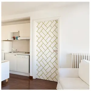 PLAGE Sticker Autocollant Déco Murale et Porte Intérieure, 204 cm X 83 cm, Blanc et Or, pour Carrelage Intérieur. Décorez votre Intérieur !
